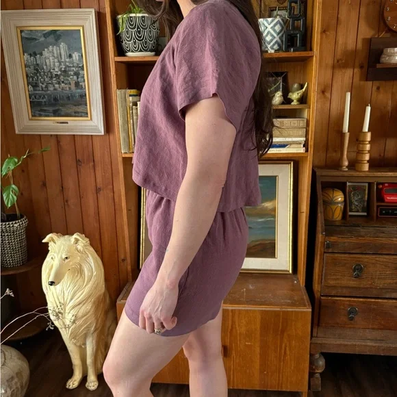 Lilac Purple Linen Set Slow Fashion M/L - Picture 7 of 9
